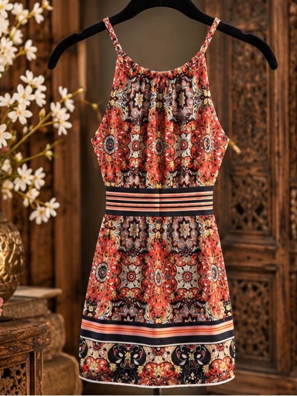 London Times Paisley Print Mini Dress Size 2 Boho Sleeveless